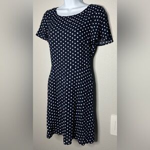 Aakaa Women’s Navy & White Polka Dot Monica Dress NWT Size Medium